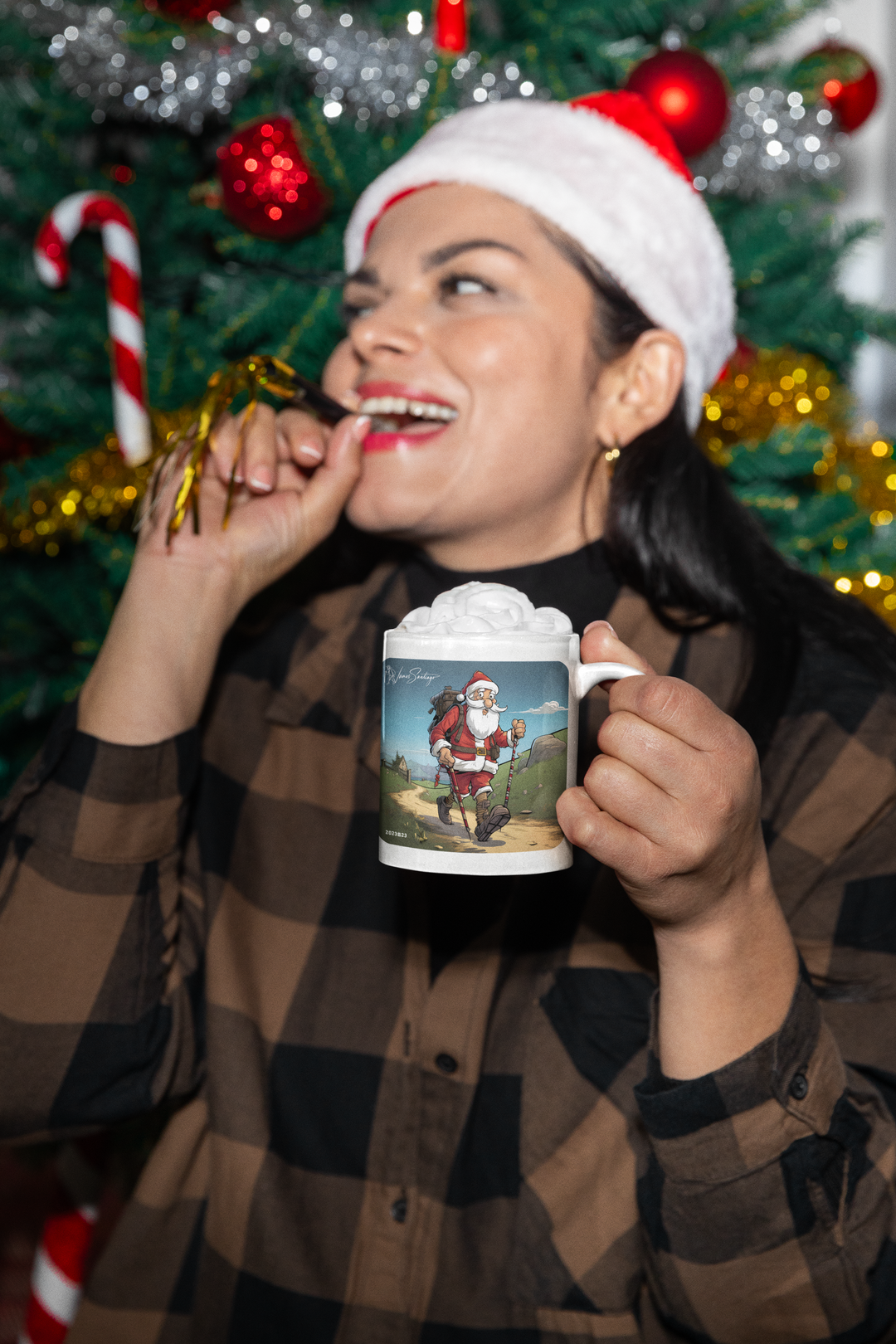camino weihnachtsmann-kaffeebecher-cheerful lady