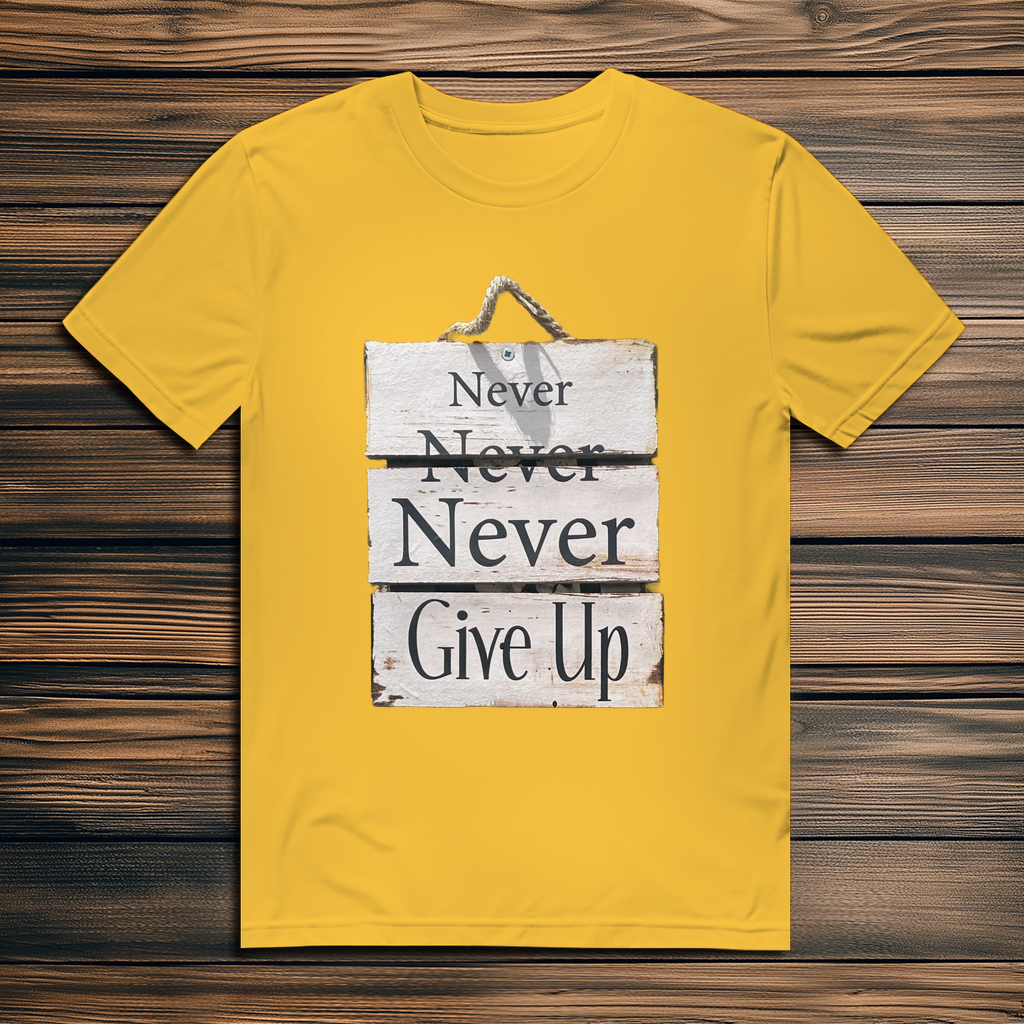 Never give up – Herren T-Shirt aus Bio-Baumwolle