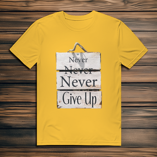 Never give up – Herren T-Shirt aus Bio-Baumwolle