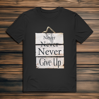 Never give up – Herren T-Shirt aus Bio-Baumwolle