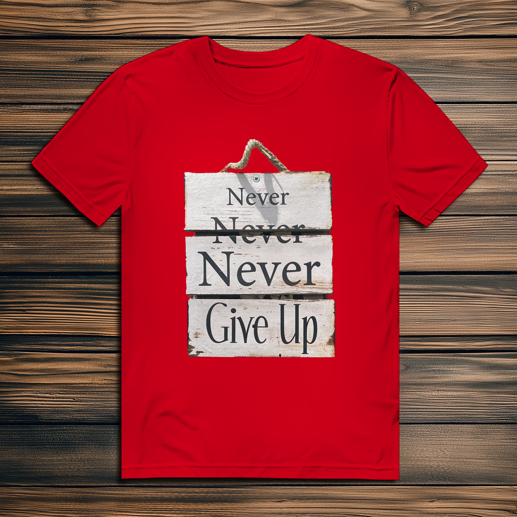 Never give up – Herren T-Shirt aus Bio-Baumwolle
