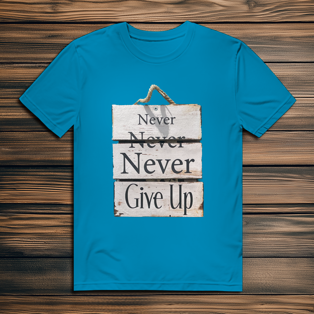 Never give up – Herren T-Shirt aus Bio-Baumwolle