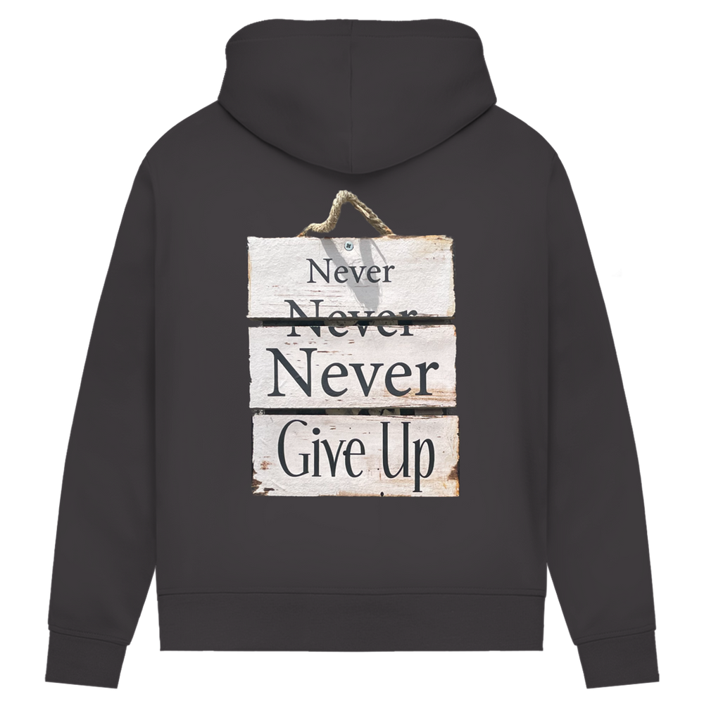 Never give up – Damen Hoodie aus Bio-Baumwolle