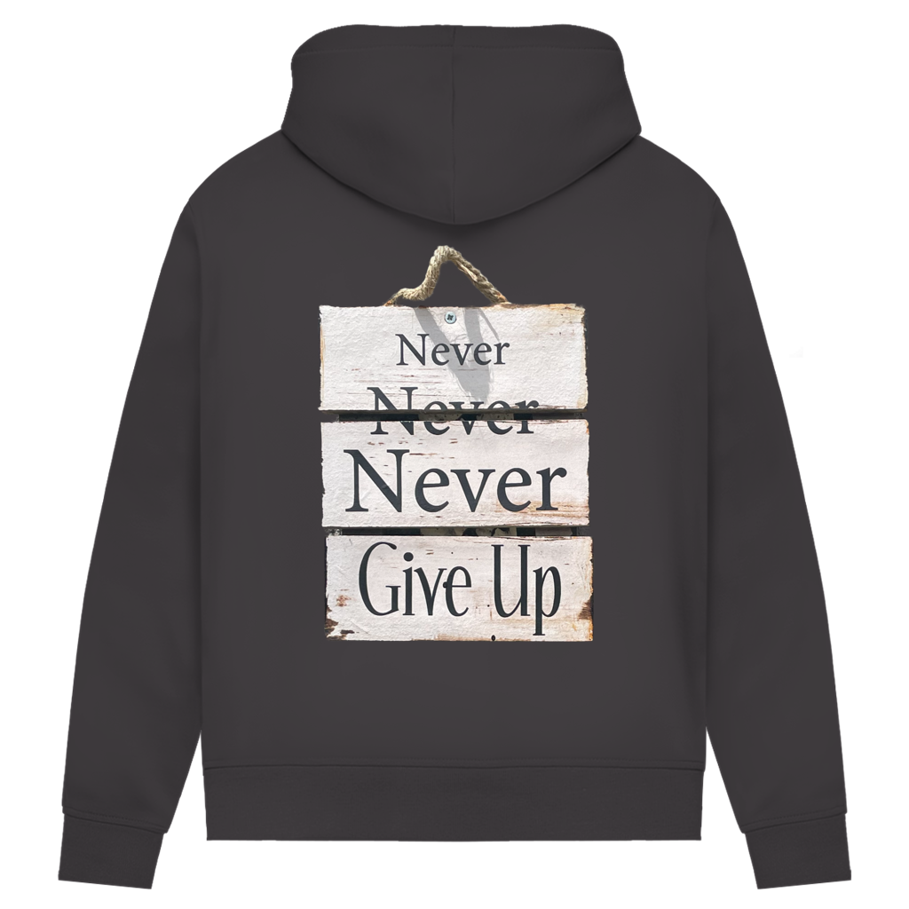 Never give up – Damen Hoodie aus Bio-Baumwolle