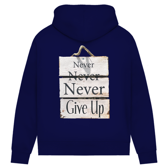 Never give up – Damen Hoodie aus Bio-Baumwolle