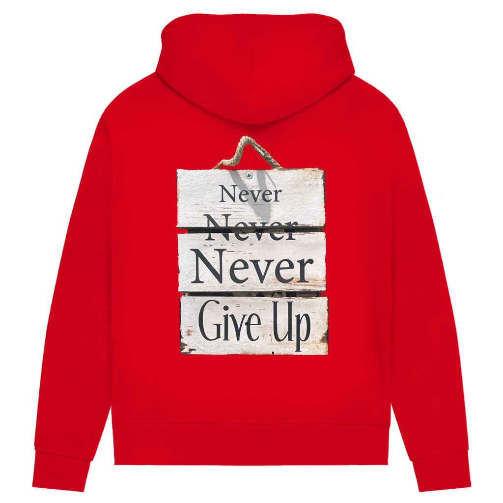 Never give up – Damen Hoodie aus Bio-Baumwolle