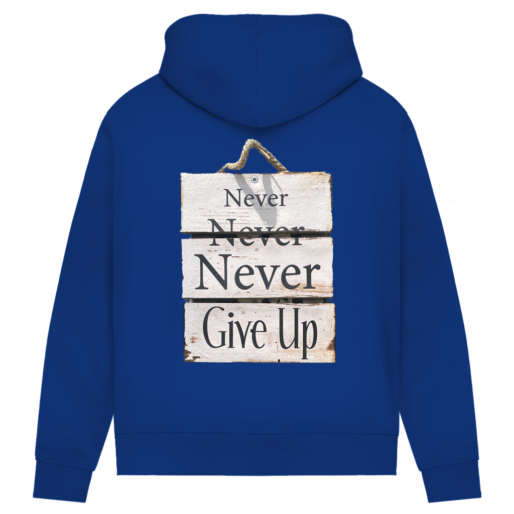 Never give up – Damen Hoodie aus Bio-Baumwolle