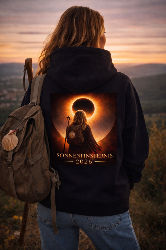 Sonnenfinsternis 2026 Pilgerin - Damen Hoodie aus Bio-Baumwolle