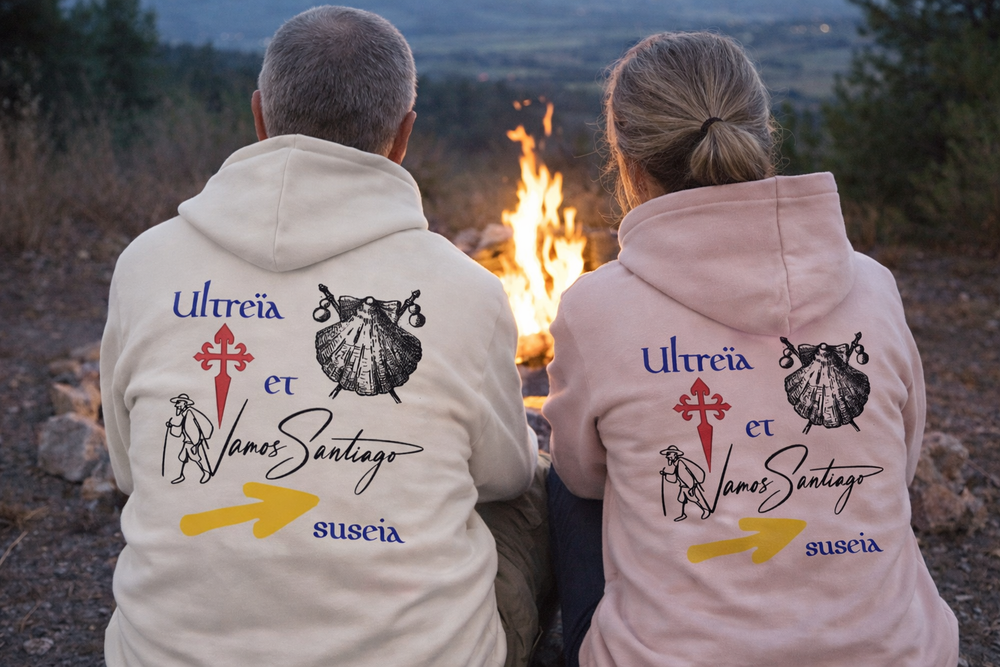 Design Vamos-Santiago – Damen Hoodie aus Bio-Baumwolle