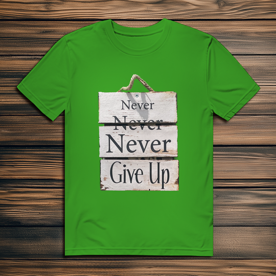 Never give up – Herren T-Shirt aus Bio-Baumwolle