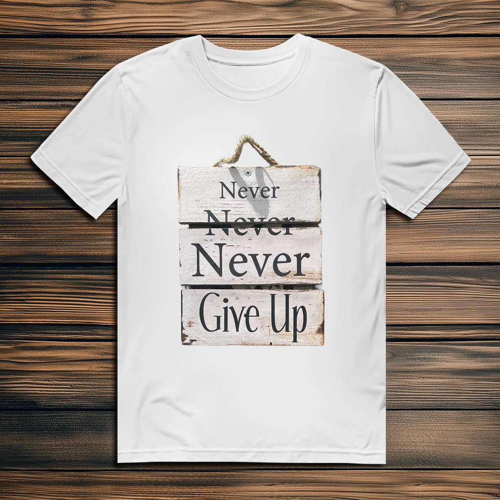 Never give up – Herren T-Shirt aus Bio-Baumwolle