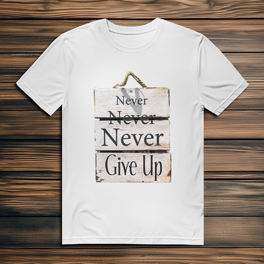 Never give up – Herren T-Shirt aus Bio-Baumwolle