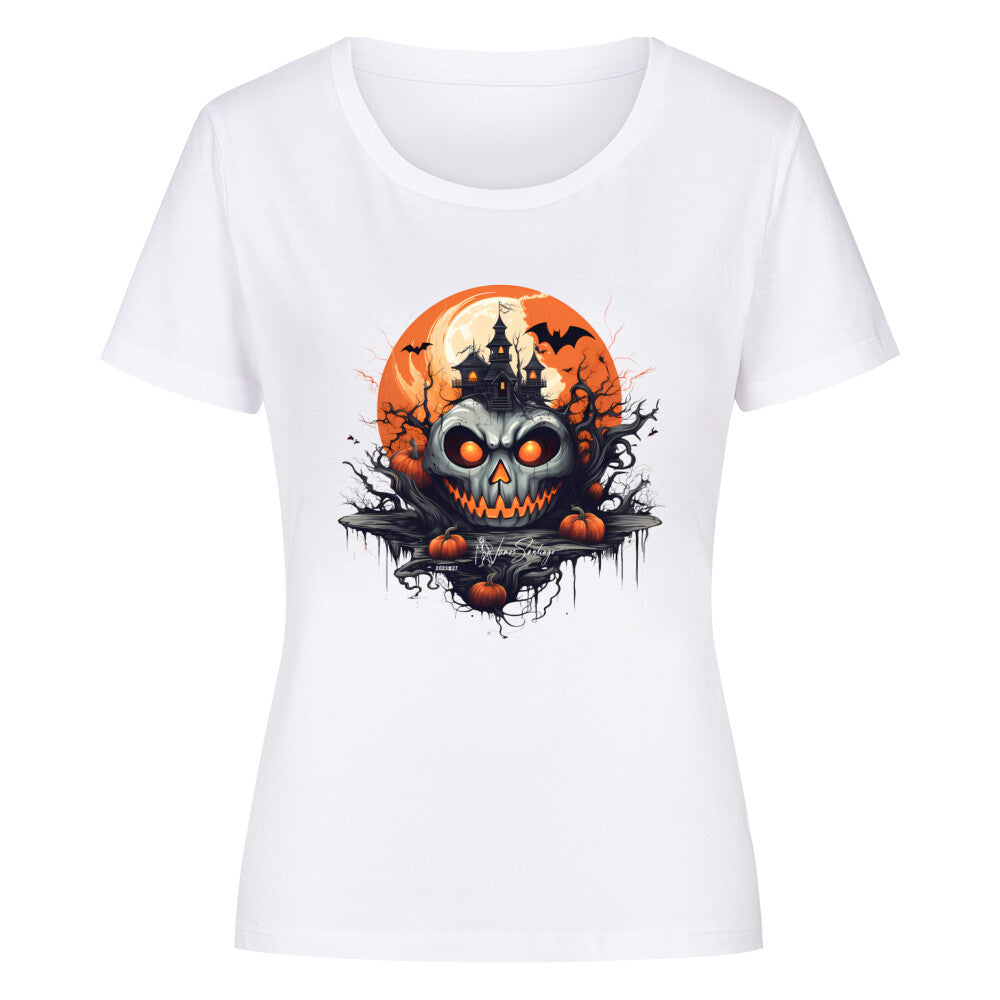 halloween_geisterschloss-damen-t-shirt-weiss